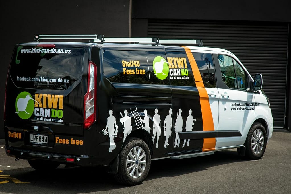 Kiwi Can Do Auckland Fleet 35 copy - Wrap Innovations - Car Wrap, Blackout, Window Tinting Specialist Wellington